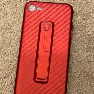 Red i7 or i8 Apple iPhone protector case with kick stand